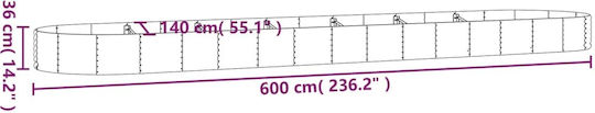 vidaXL Planter Box Metallic Silver 600x140x36cm.