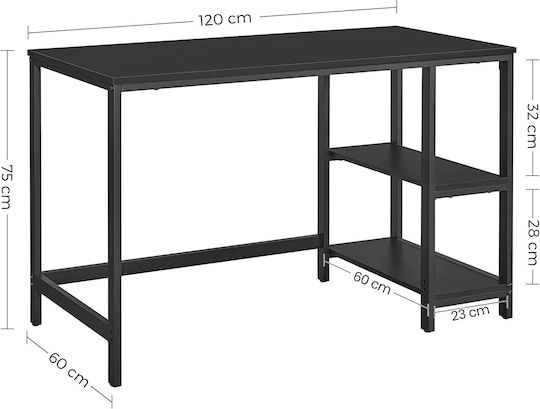 Дървено Черно Бюро С Метални Крака 120x60x75см