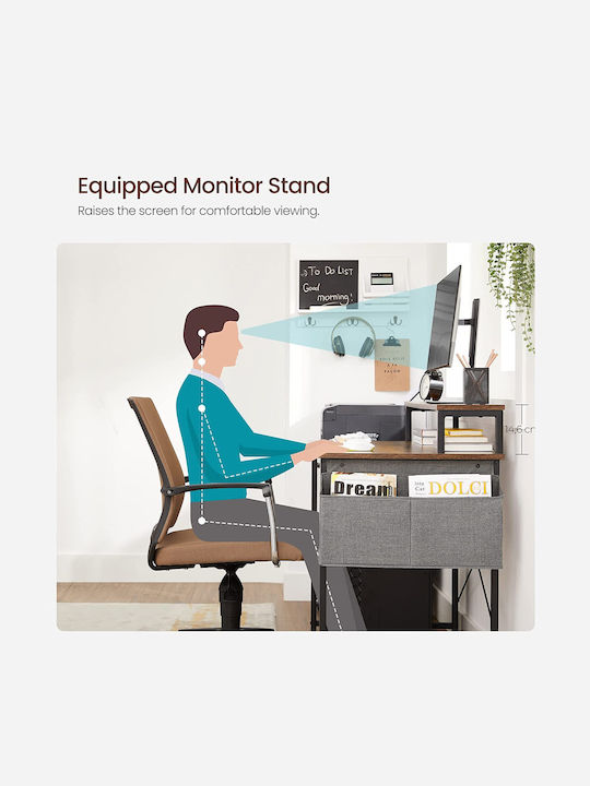 Desk Wooden Coffee with Metal Legs 80x55x89.5cm