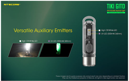 NiteCore Rechargeable Keychain Flashlight LED UV IP66 with Maximum Brightness 300lm Tiki Gitd Blue Blue Blue