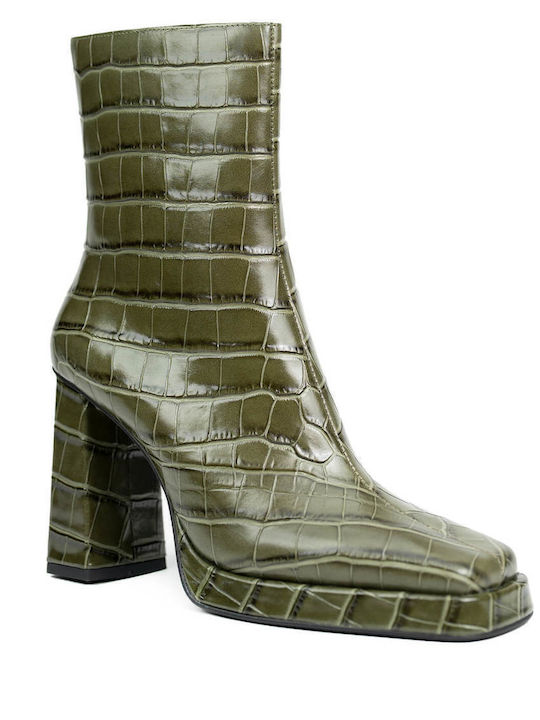 Botine cu toc înalt pentru femei Jeffrey Campbell - Maximal - Lo Cro VERDE 010100364400838