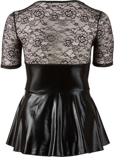 Cottelli Collection Φόρεμα Plus Size Wetlook Dress with Lace Insert Μαύρο