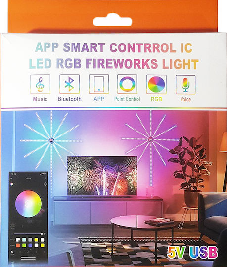 Factory Ταινία LED USB 5V RGB Φως 5m Τύπου SMD5050 με Τροφοδοτικό & Τηλεχειριστήριο