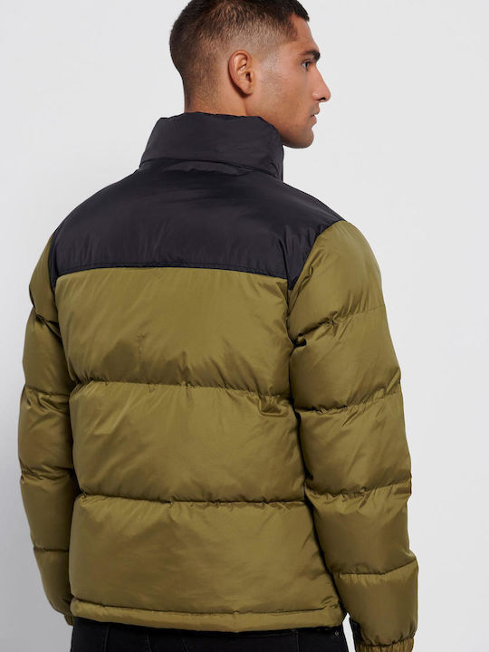 Funky Buddha Men's Winter Puffer Jacket Army