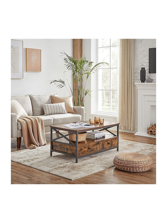 Rectangular Central Wooden Brown Coffee Table W100xD55xH45cm