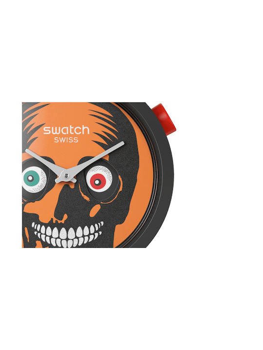 Swatch It's Spooky Time Men's Watch 47mm Battery with Black Rubber Strap