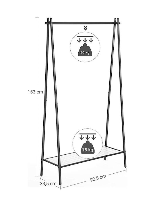 Songmics Κρεμάστρα Δαπέδου από Μέταλλο Μαύρη 92.5x33.5x153cm
