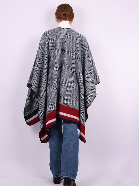 Poncho women's plaid Blue