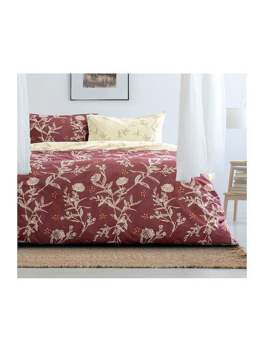 Kocoon Bettwäsche-Set Einzel 160x270cm. Grunge Rose / Bordeaux 3Stück