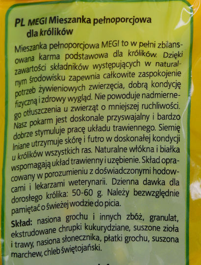 Megan Τροφή για Κουνέλι Megi 500gr