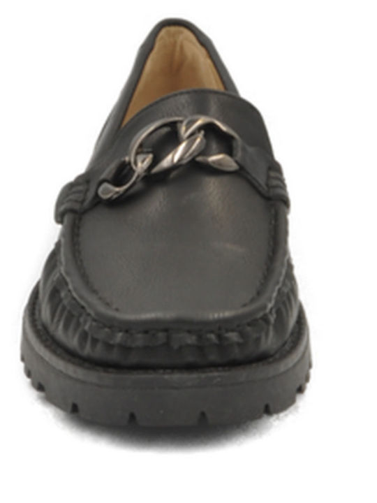 Anatomical moccasin with low heel in black VANESSA-538