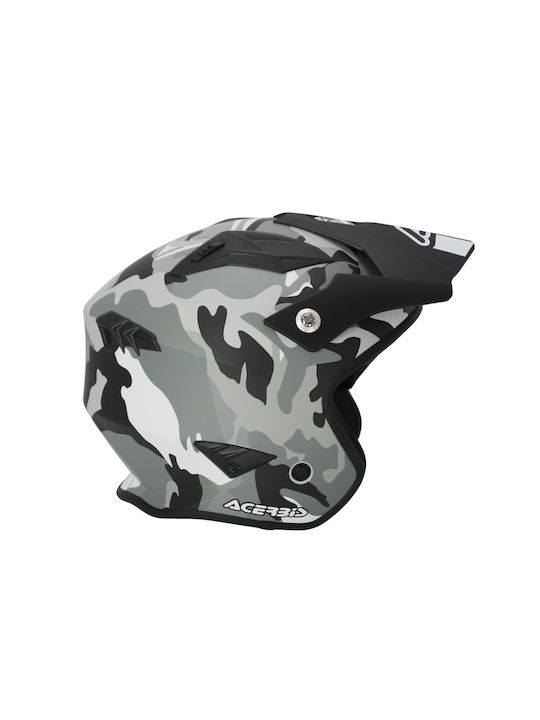 Acerbis Aria Matt Camo/Brown Motorcycle Helmet Jet 1050gr with Sunvisor