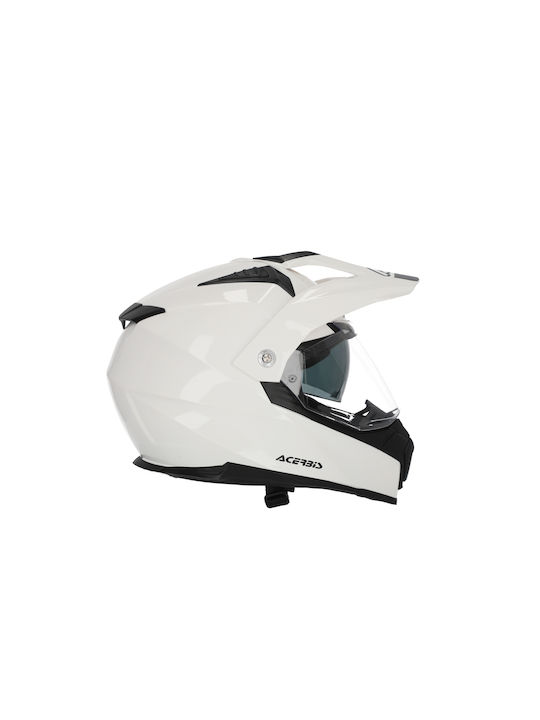 Acerbis Flip FS-606 White Motorcycle Helmet On-Off ECE 22.06 with Sun Visor