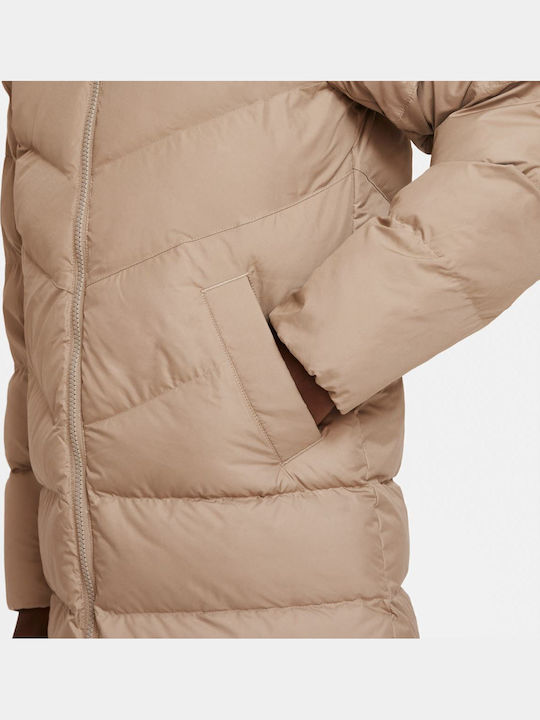 Kids' Sports Jacket Long with Lining & Hood Beige Sportswear