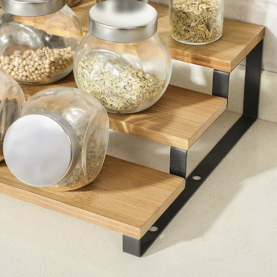 Songmics Wooden Tabletop Spice Rack with Stand Brown 2pcs
