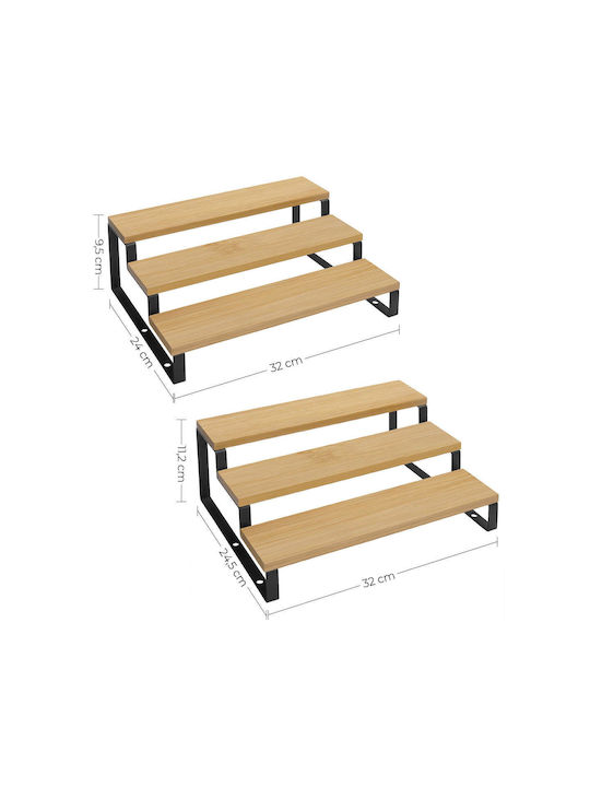 Songmics Wooden Tabletop Spice Rack with Stand Brown 2pcs