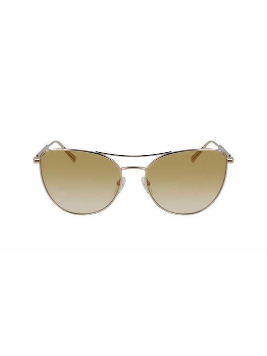 Longchamp Women's Sunglasses with Gold Metal Frame and Yellow Gradient Lens LO134S 728