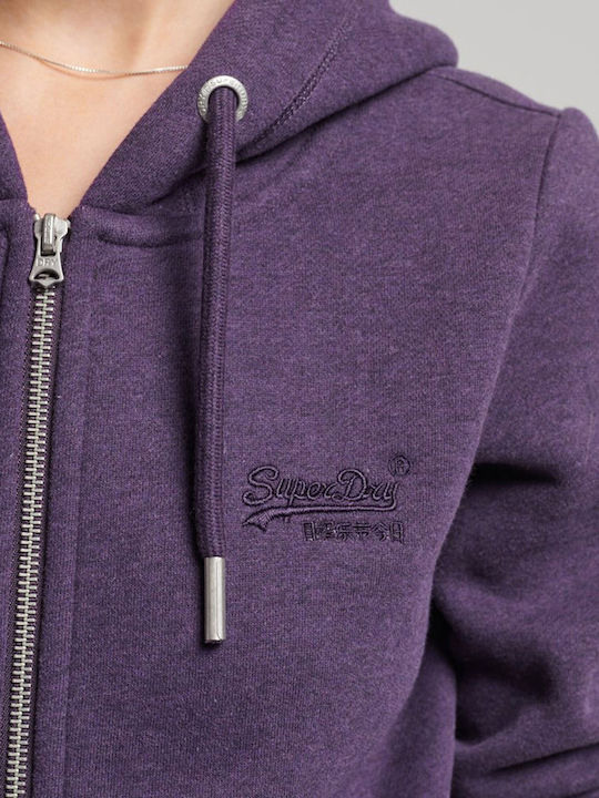 Vintage Logo Long Women's Sweatshirt Jacket Hooded Purple