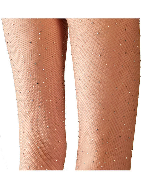 Cottelli Collection Tights with Rhinestones Sexy Tights Beige