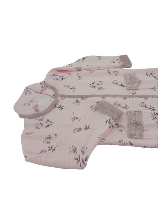 Women's Robes With Buttons Quilted Floral Pink 8013