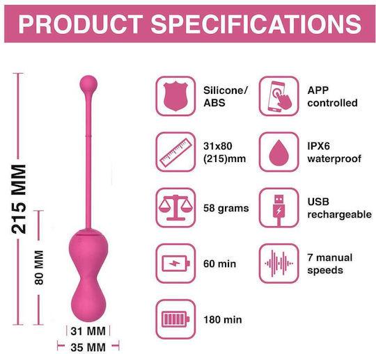 Magic Motion Smart Kegel Master Balls Ασύρματες Κολπικές Μπάλες με Δόνηση Ροζ