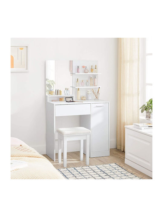 Wooden Makeup Dressing Table White with Mirror 80x40x132cm