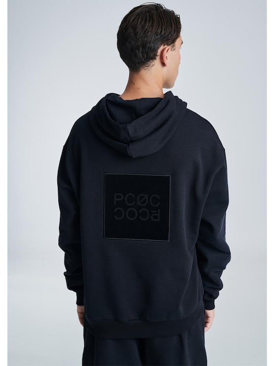 P/Coc P- Men's Sweatshirt with Hood and Pockets Black