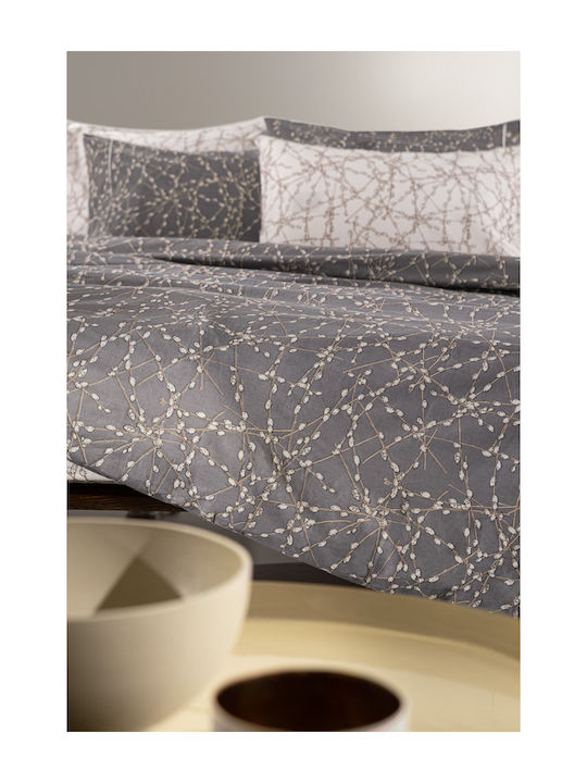 Guy Laroche Bettbezug-Set Baumwolle Einzelbett mit Kissenbezug 165x225 Emilia Charcoal