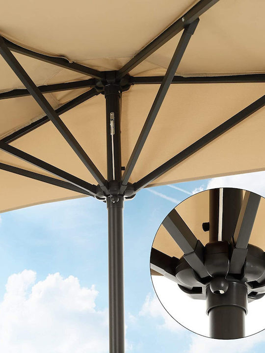 Circular Garden Umbrella Metal Ecru 2.7xHeight 2.4m