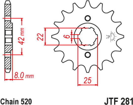 JT Sprockets Vorderes Ritzel 13 Zähne für Honda XR