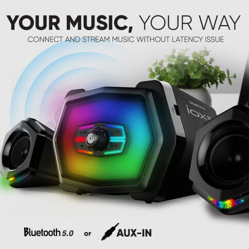 Sonic Gear IOX 3 2.1 Speakers with RGB and Bluetooth 12W Black