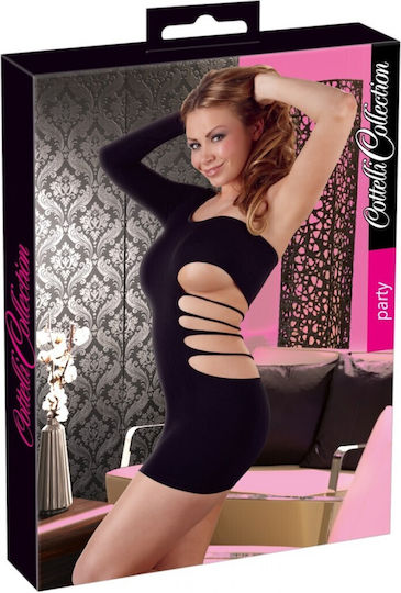 Cottelli Collection Stretch Dress With One Sleeve Black