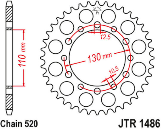 JT Sprockets Γρανάζι Πίσω 41 Δοντιών για Kawasaki GPZ / Ninja 250 R για Yamaha FZ