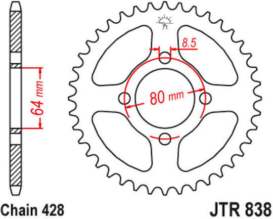 JT Sprockets Rear Sprocket 45 Teeth for Yamaha Crypton R 115 / YBR 125