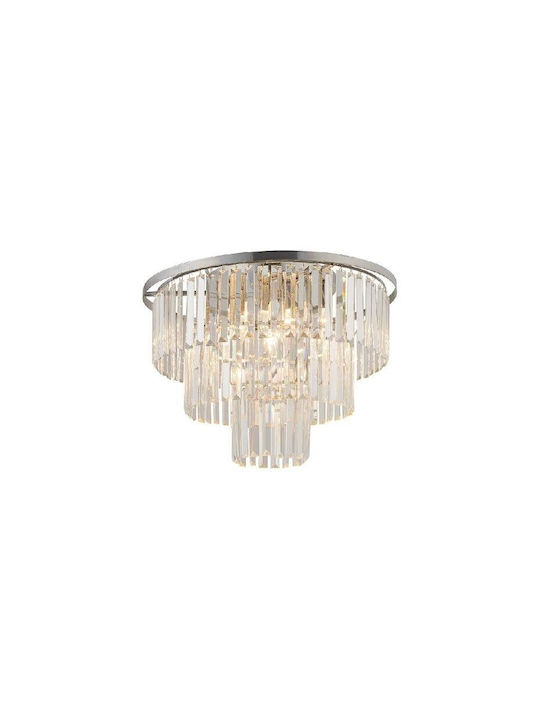 Nowodvorski Cristal Μ Ceiling Mount Light 56cm Silver with Socket E14 with Crystals