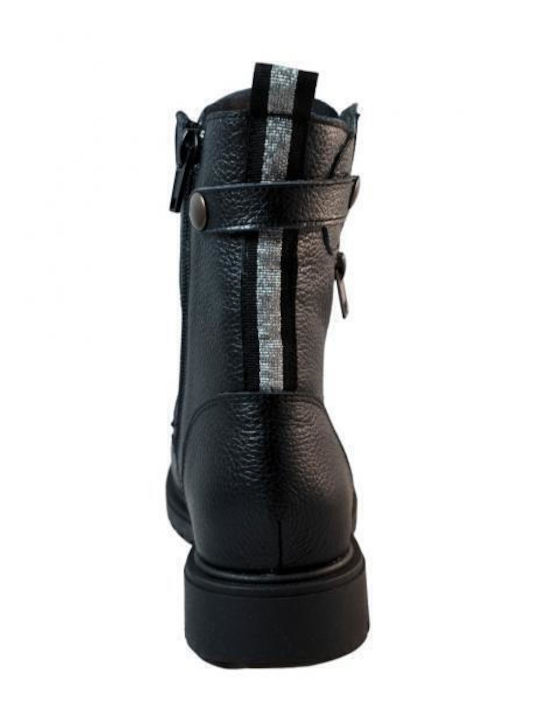 Anatomical Leather Kids Boots with Zipper Black