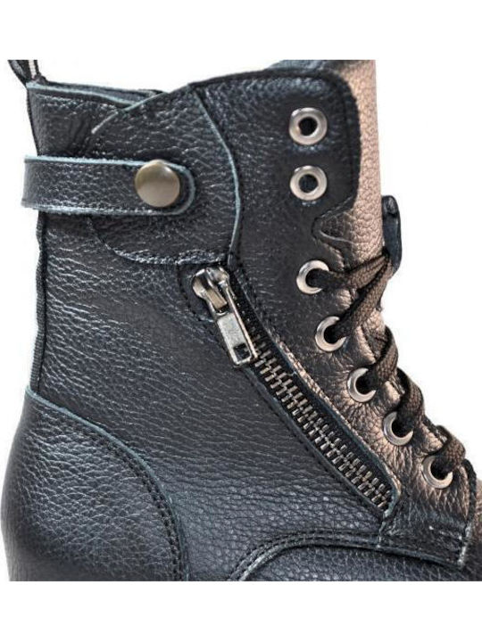 Anatomical Leather Kids Boots with Zipper Black