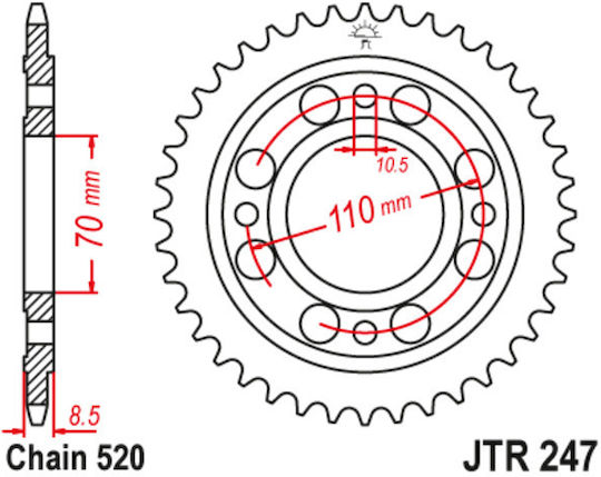 JT Sprockets Γρανάζι Πίσω 41 Δοντιών για Honda CB 400