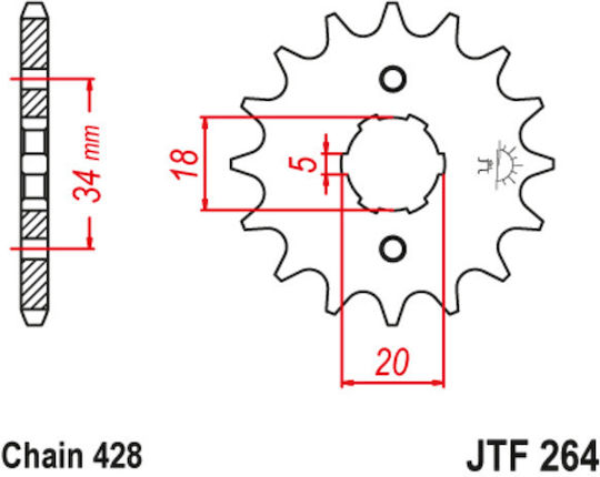 JT Sprockets Pinion față 17 Dinți pentru Yamaha DT