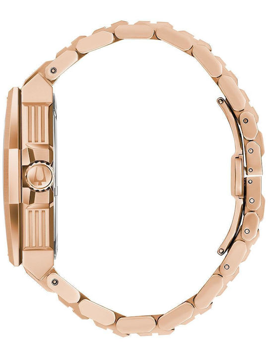 Bulova Precisionist Ανδρικό Ρολόι 45mm Μπαταρίας με Ροζ Χρυσό Μεταλλικό Μπρασελέ