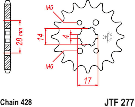 JT Sprockets Vorderes Ritzel 14 Zähne für Husqvarna SM 125 Honda / Aprilia