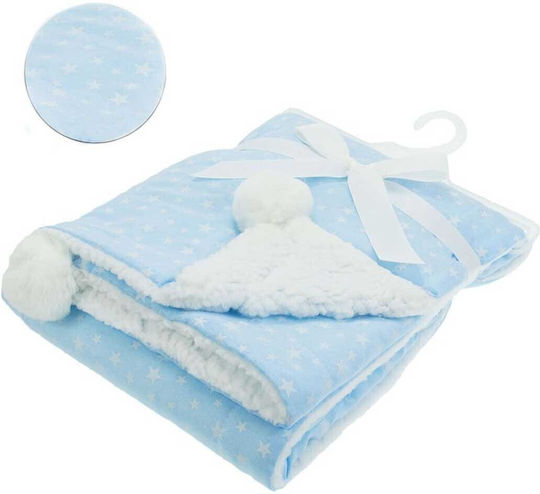 Soft Touch Nursery Swaddling Blanket Pom Pom & Ribbon 75x100cm