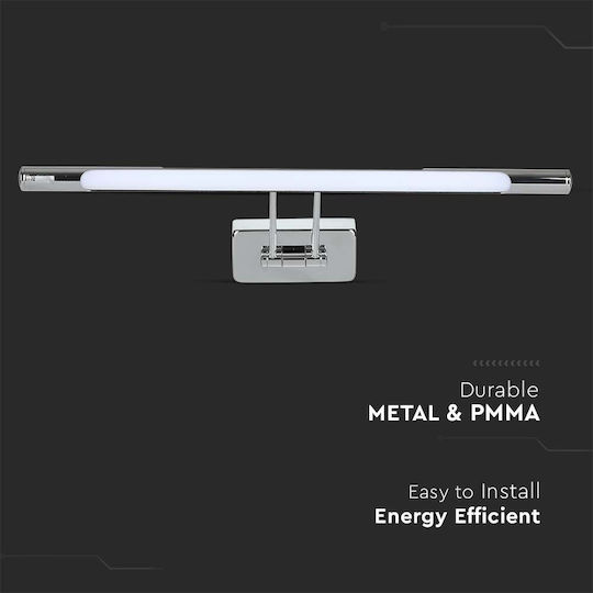 V-TAC Modern Leuchte Wand mit Integrierter LED und Warmweißes Licht Silber 50x18.5x5.5cm