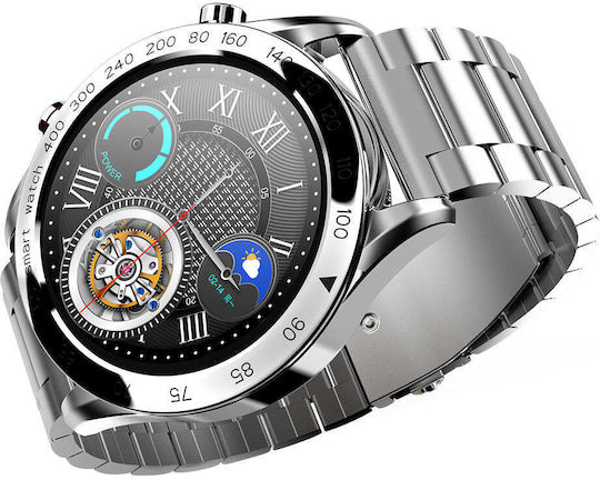 HiFuture FutureGo Pro Stainless Steel 46mm Waterproof Smartwatch with Heart Rate Monitor (Silver)