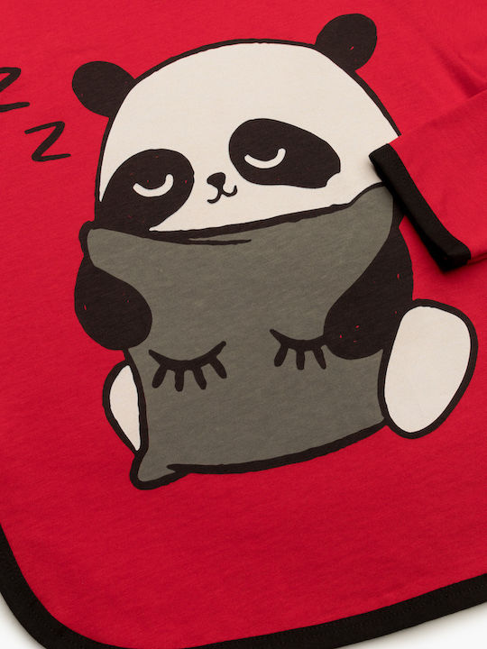 Minerva Παιδική Πιτζάμα Χειμωνιάτικη Κόκκινη Panda