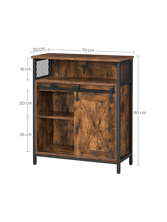 Μπουφές από Ξύλο & Μέταλλο Καρυδί 70x30x80cm