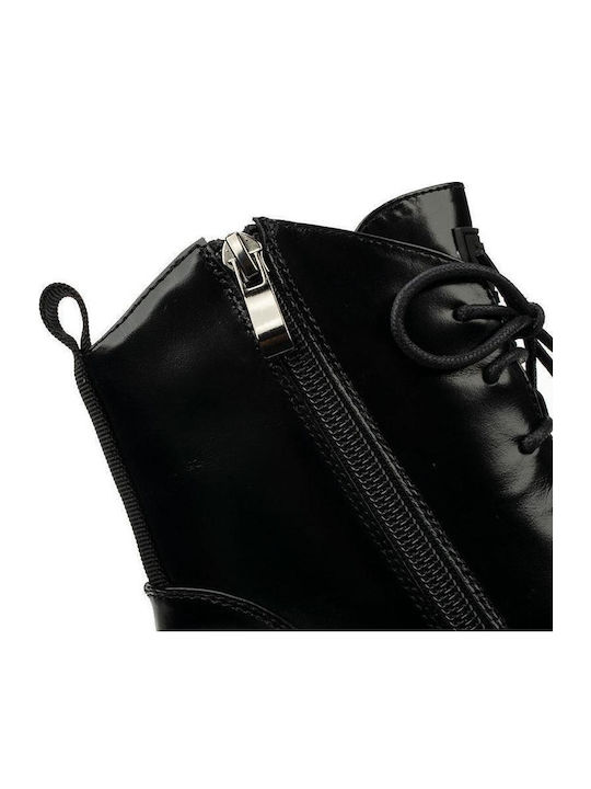 Leather Women's Ankle Boots with High Heel Black