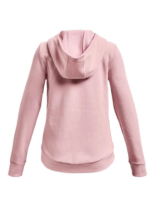 Under Armour Girls Athleisure Fleece Hooded Sweatshirt Rival with Zipper Pink
