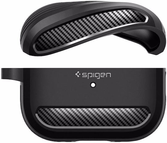 Spigen Rugged Armor Silicone Case with Keychain Black for Apple AirPods Pro