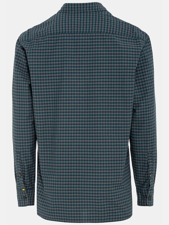 Camel Active Men's Shirt Long Sleeve Checked Petrol Blue